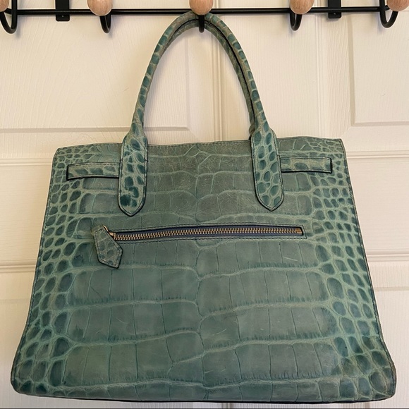 DOONEY & BOURKE Teal Leather Top Handle Bag Y2K - Picture 11 of 16